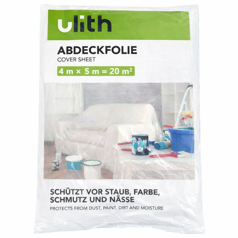 Abdeckfolie Abdeckplane für Malerarbeiten, Staubschutz, Schmutz, Nässe 4 x 5 m = 20 m2