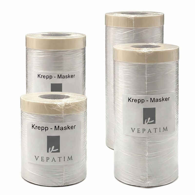 Cover-Masker Krepp | Abdeckfolie mit Malerband für Innenbereich 1400mm x 33m | Malerfolie zum Abkleben & Staubschutz