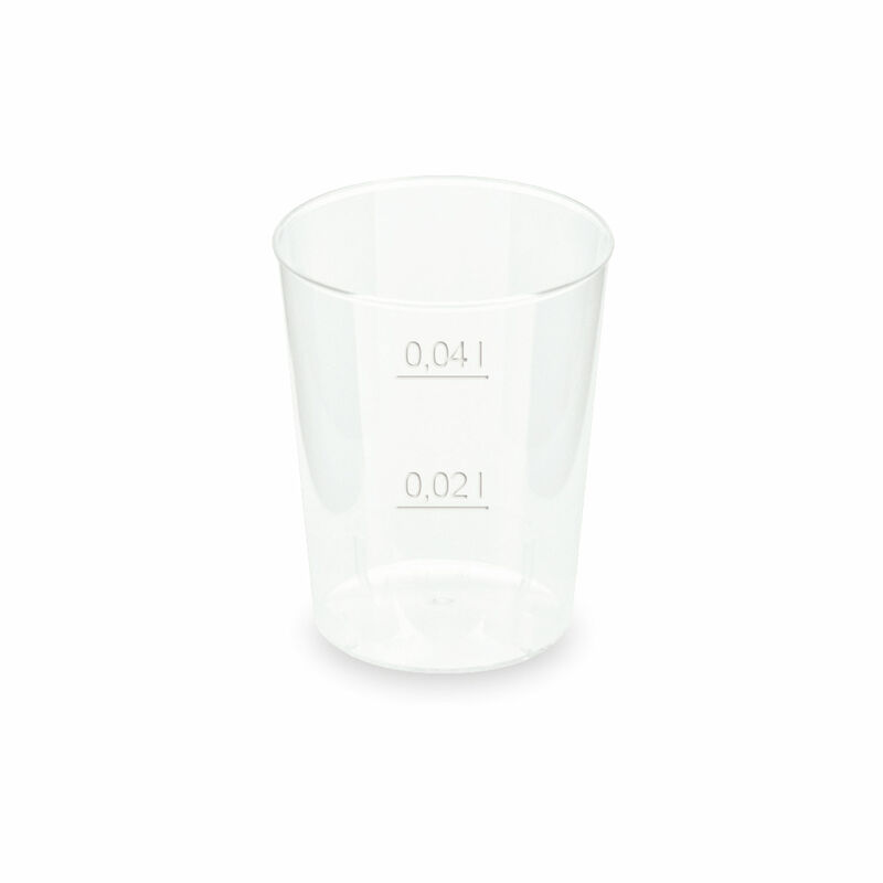 Mehrwegbecher Pfandbecher Shotglas Schnaps PP Eichstriche 2 cl 4 cl,  50 Stk.