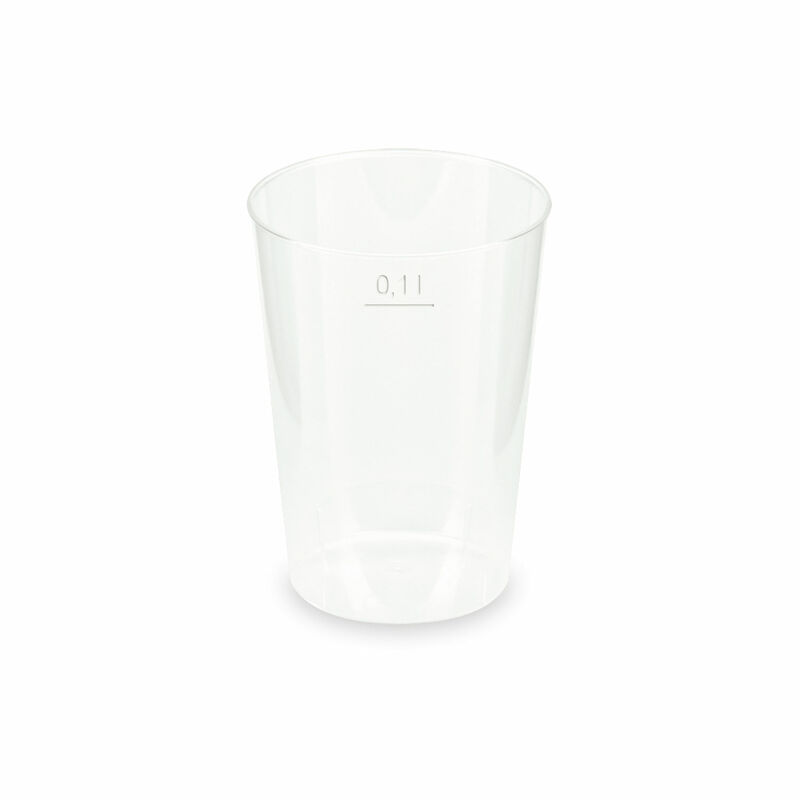 Mehrwegbecher Pfandbecher transparent PP Eichstrich 0,1 l O 5,5 cm,  40 Stk.