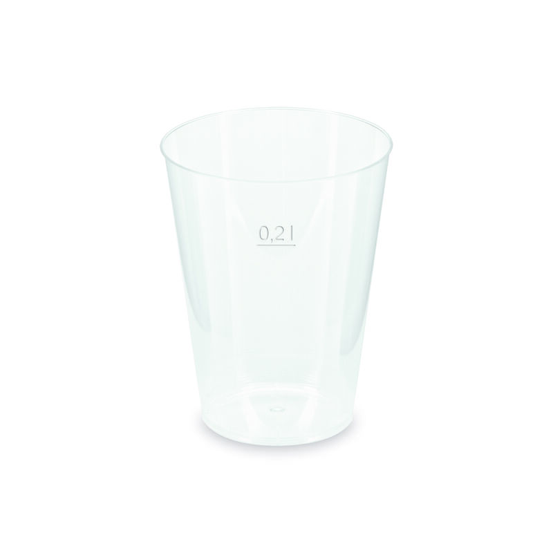 Mehrwegbecher Pfandbecher transparent PP Eichstrich 0,2 l O 6,8 cm,  40 Stk.