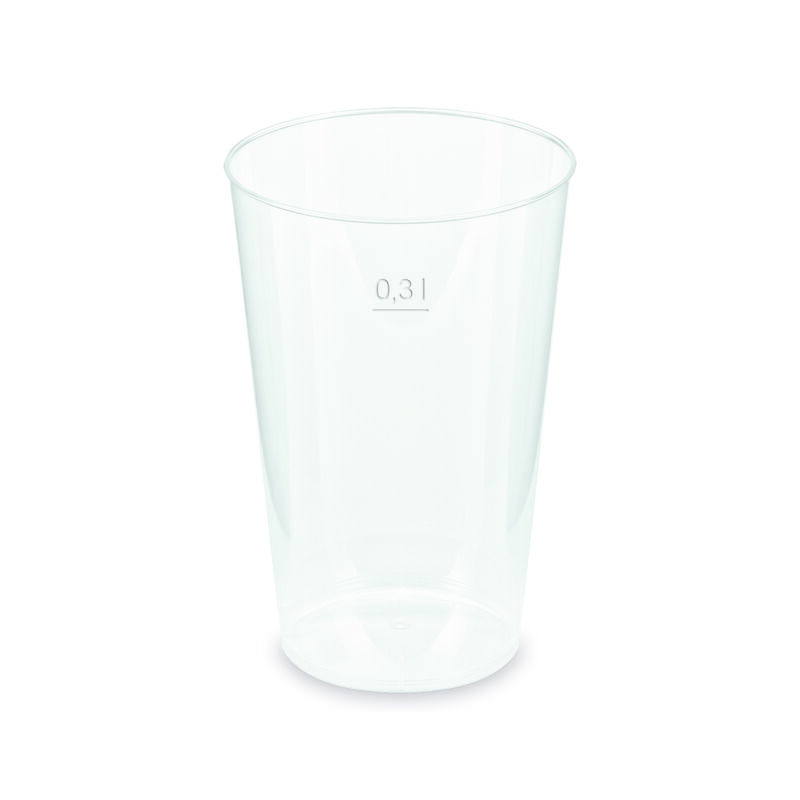 Mehrwegbecher Pfandbecher transparent PP Eichstrich 0,3 l O 7,9 cm,  25 Stk.