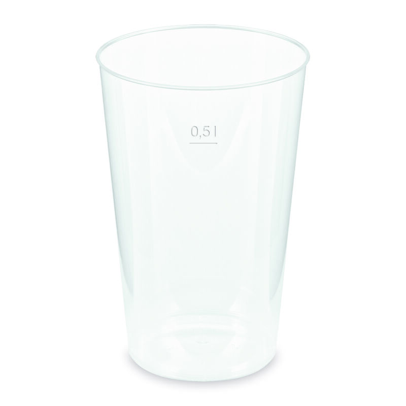 Mehrwegbecher Pfandbecher transparent PP Eichstrich 0,5 l O 9,1 cm,  30 Stk.