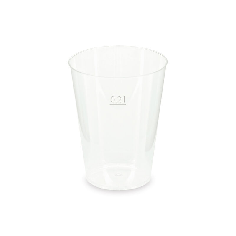 Mehrwegbecher Pfandbecher transparent stabil+ PP 0,2L Eichstrich O 76mm, 25 Stk.