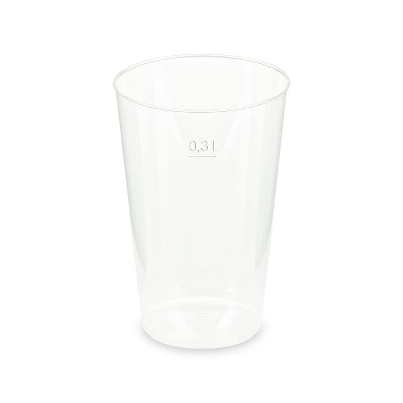 Mehrwegbecher Pfandbecher transparent stabil+ PP 0,3L Eichstrich O 80mm, 15 Stk.