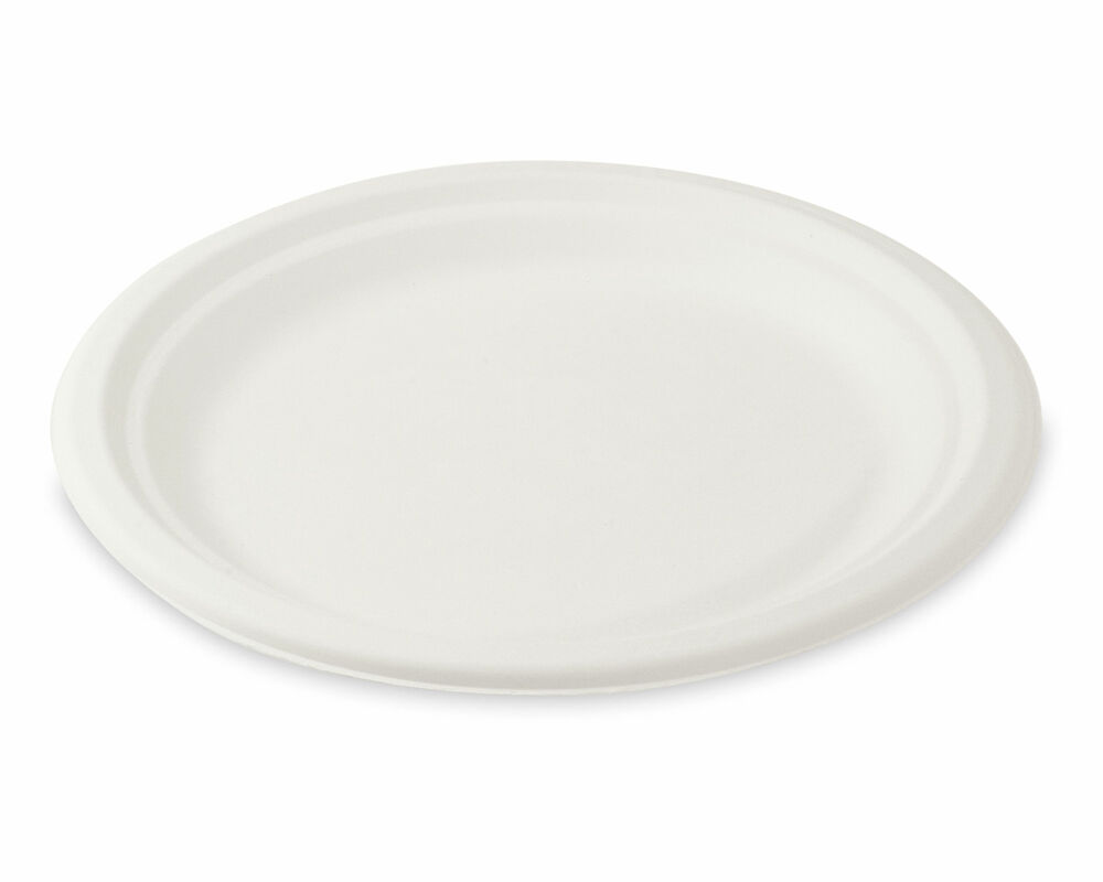 Bio Grillteller Fleischteller rund aus Zuckerrohr Bagasse O 22 cm, 10 Stk.