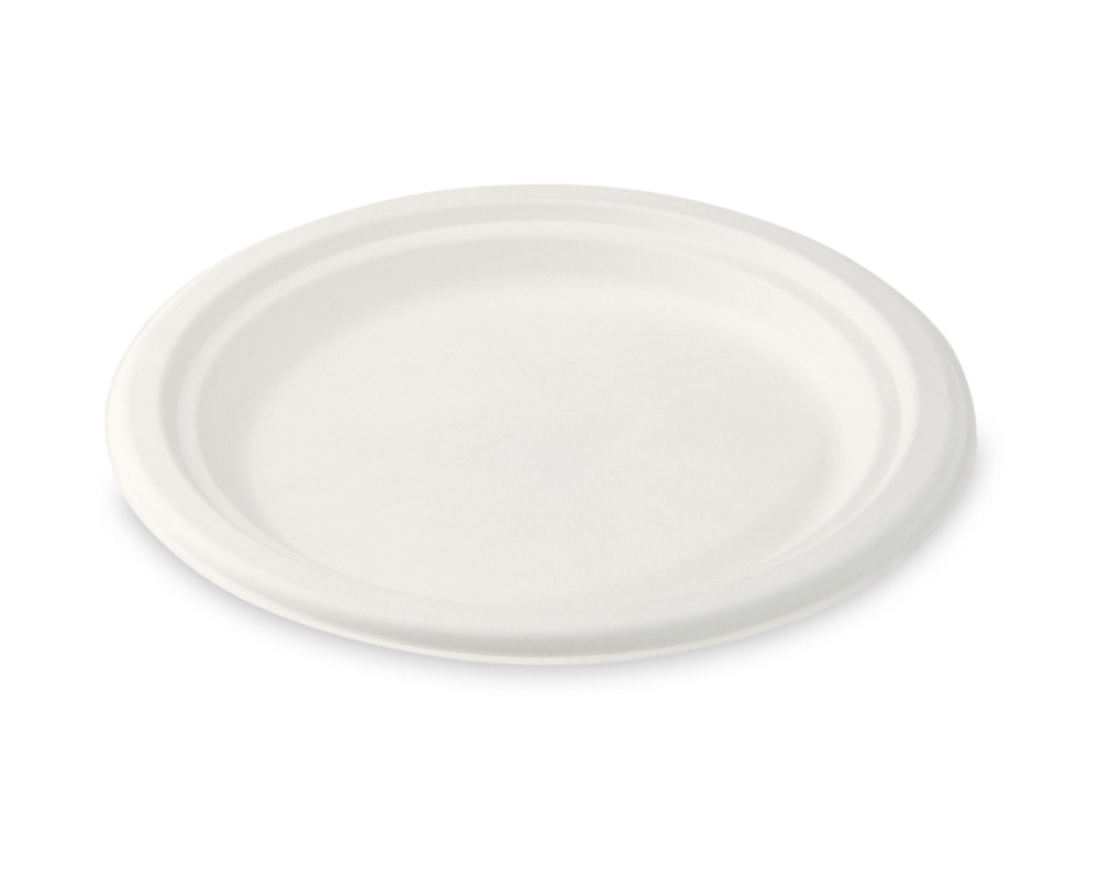 Bio Desserteller Kuchenteller Salatteller rund aus Zuckerrohr O 17.5 cm, 50 Stk.