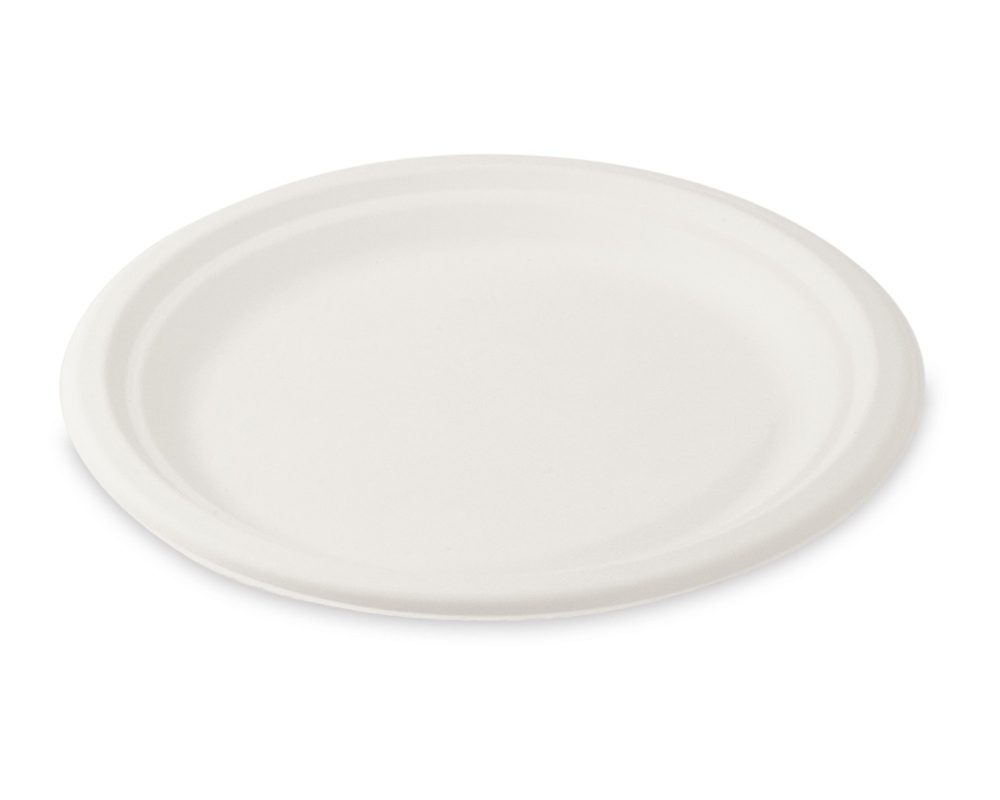 Bio Grillteller Fleischteller rund aus Zuckerrohr Bagasse O 22 cm, 50 Stk.