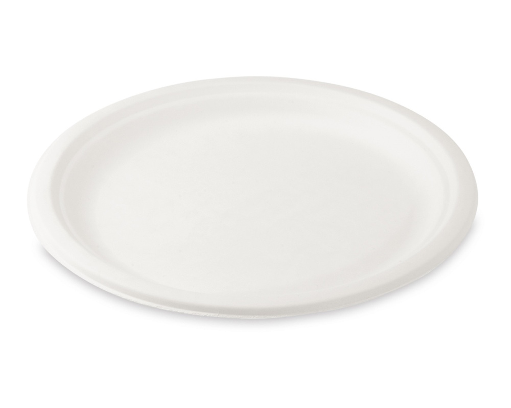 Bio Grillteller Fleischteller rund aus Zuckerrohr Bagasse O 26 cm, 50 Stk.