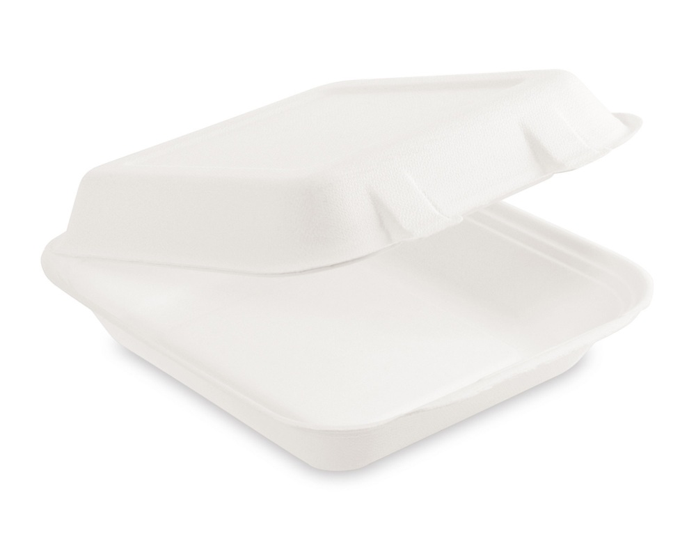 Bio Menüboxen Lunch-Boxen Sandwichbox Zuckerrohr kompostierbar 220x200x67mm, 50 Stk.
