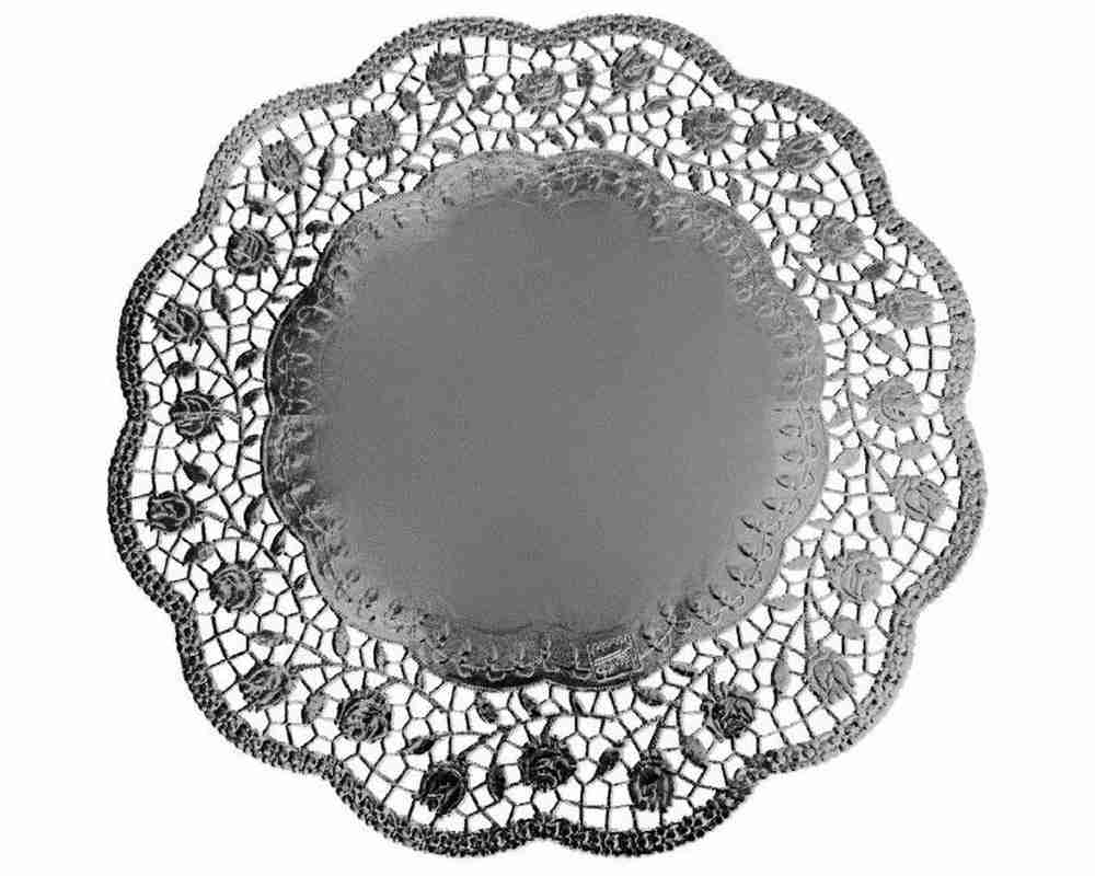 Deko-Tortenspitzen rund silber O 32 cm, 4 Stk.