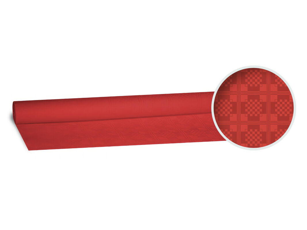 Damasttischdecke Tischtuch aus Papier, gerollt 1,20m x  8m, rot
