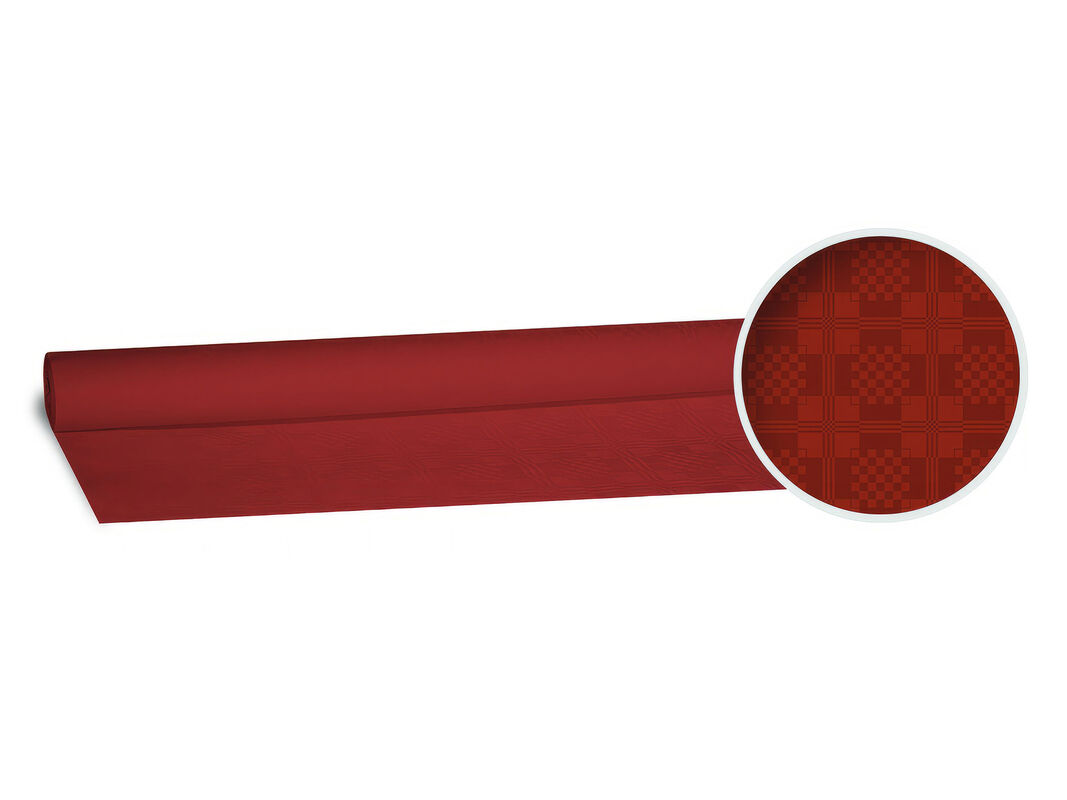 Damasttischdecke Tischtuch aus Papier, gerollt 1,20m x  8m, bordeaux