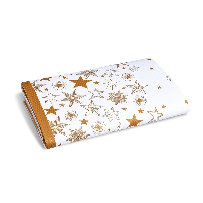 Weihnachtstischdecke weiß mit goldenen Sternen gefaltet aus Papier 120 x 180 cm
