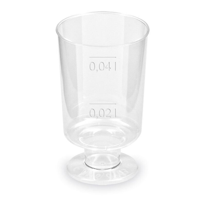 Schnapsglas mit Fuß Premium glasklar Shotgläser mit Eichstrich 2cl/4cl, 20 Stk.