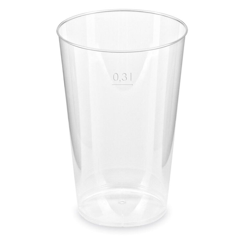 Trinkglas Trinkbecher Plastikbecher glasklar mit Eichstrich bei 300ml, 25 Stk.