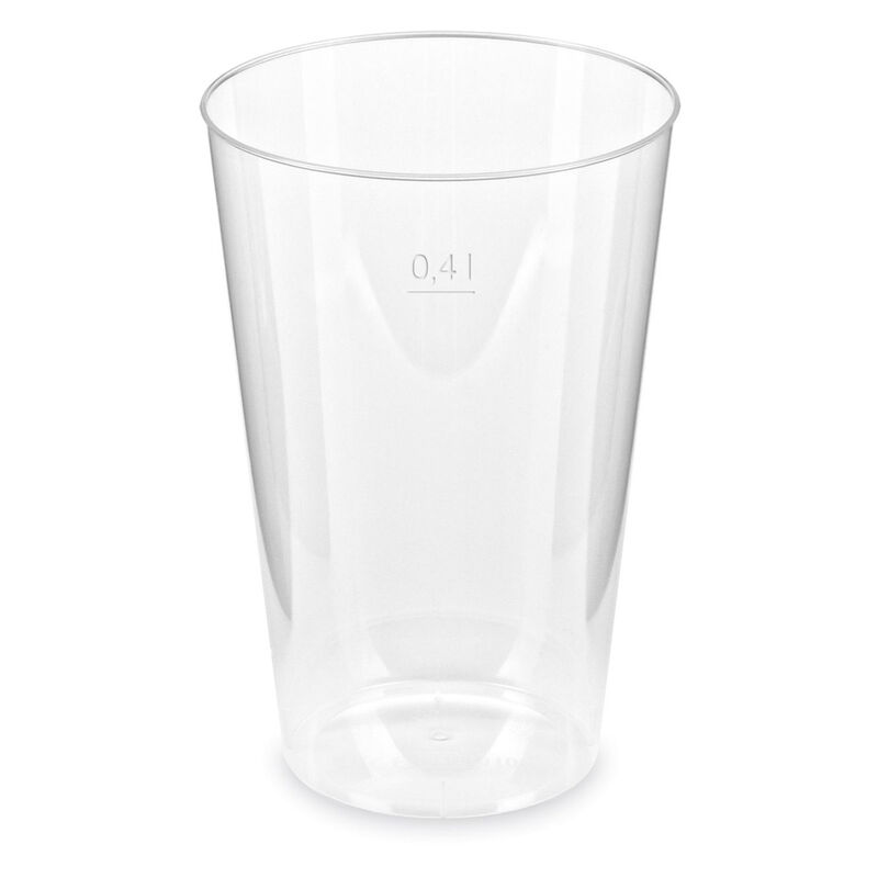 Trinkglas Trinkbecher Plastikbecher glasklar mit Eichstrich bei 400ml, 50 Stk.