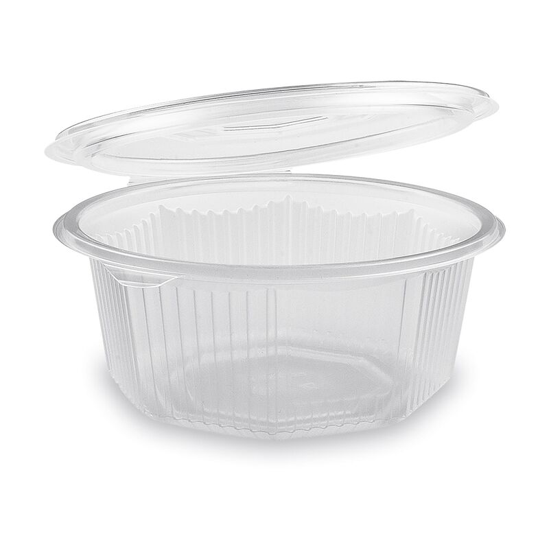 Achteckbecher klar mit angehängtem Deckel  750 ml (PP), 50 Stk.
