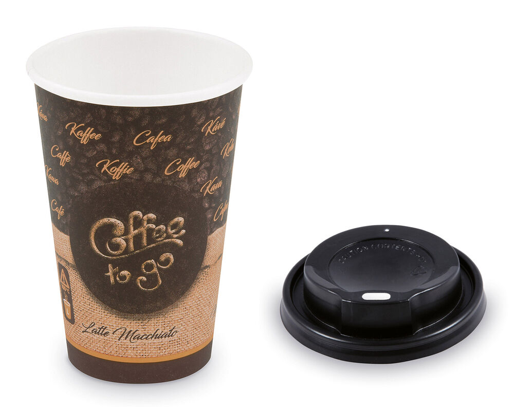 Kaffeebecher L 'Melange To Go' mit Trinkdeckel schwarz 250 ml, 330 ml, 100 Stk.
