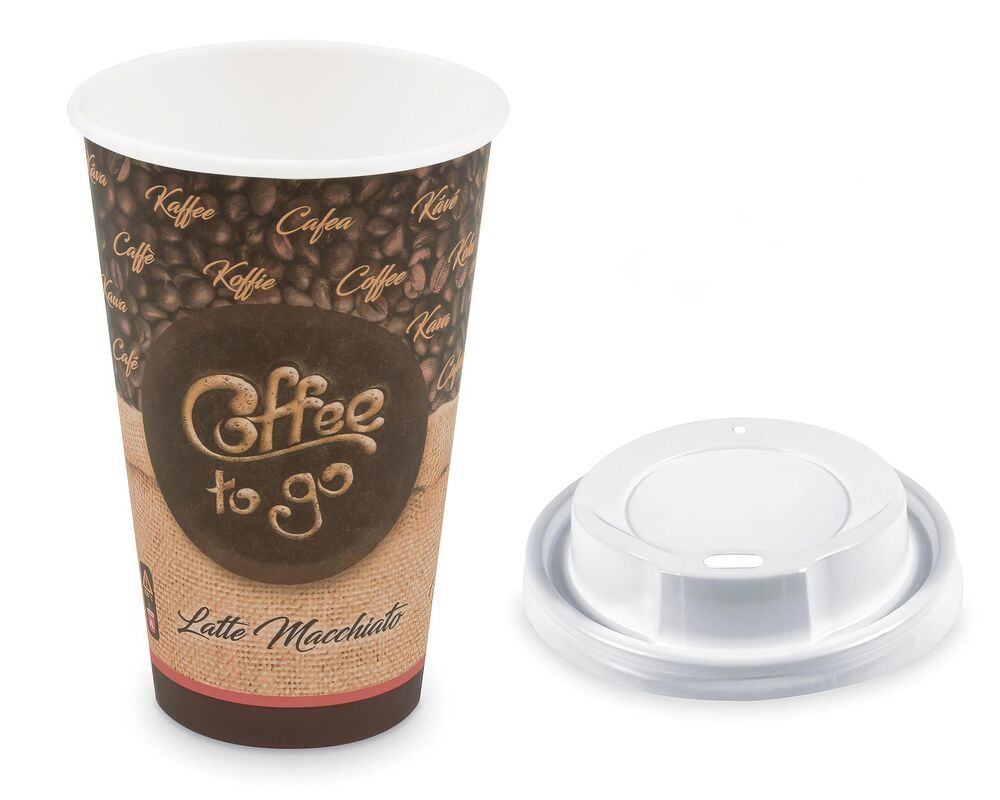 Kaffeebecher XL 'Coffee To Go' Latte Macch mit Trinkdeckel 400ml 510ml 100 Stk.
