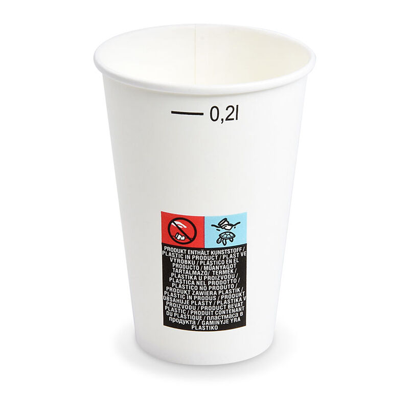 Heiß- und Kaltgetränkebecher Pappbecher FSC Mix/PE weiß 200ml Eichstrich  O 70mm, 50 Stk.
