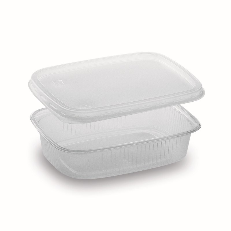 Rechteckbecher klar 125 ml mit Deckel PP mikrowellengeeignet, 250 Stk.