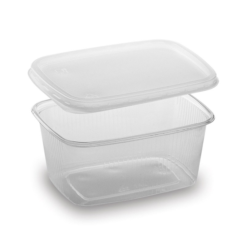 Rechteckbecher klar 250 ml mit Deckel PP mikrowellengeeignet, 250 Stk.