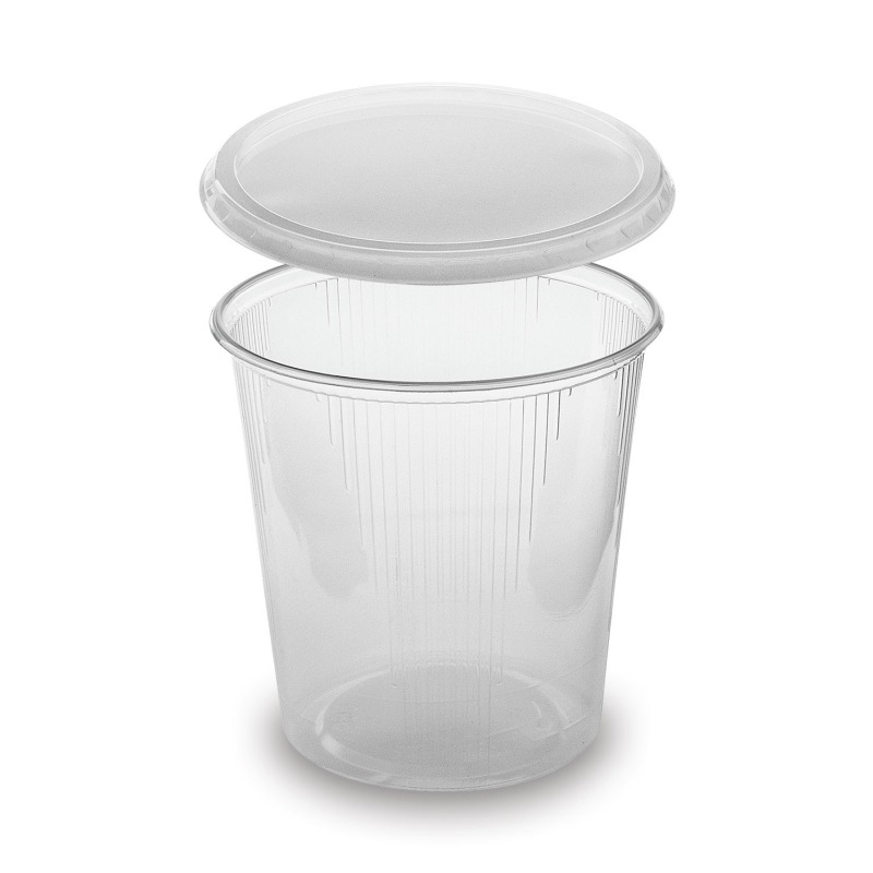 Rundbecher klar 500 ml mit Deckel PP mikrowellengeeignet, 250 Stk.