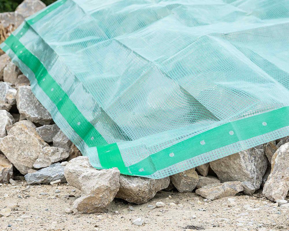 Gitterfolie 250 g/qm transparent mit grünem Gitter und Nagelrand 3 m x 25 m