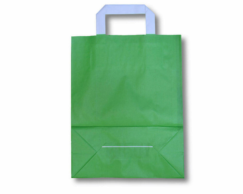 Papiertragetaschen aus Kraftpapier 320+120x400mm grün, 250 Stk.