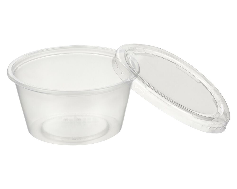 Dressingbecher Saucenbecher 80ml, transparent mit Deckel, aus PP, 50 Stk.