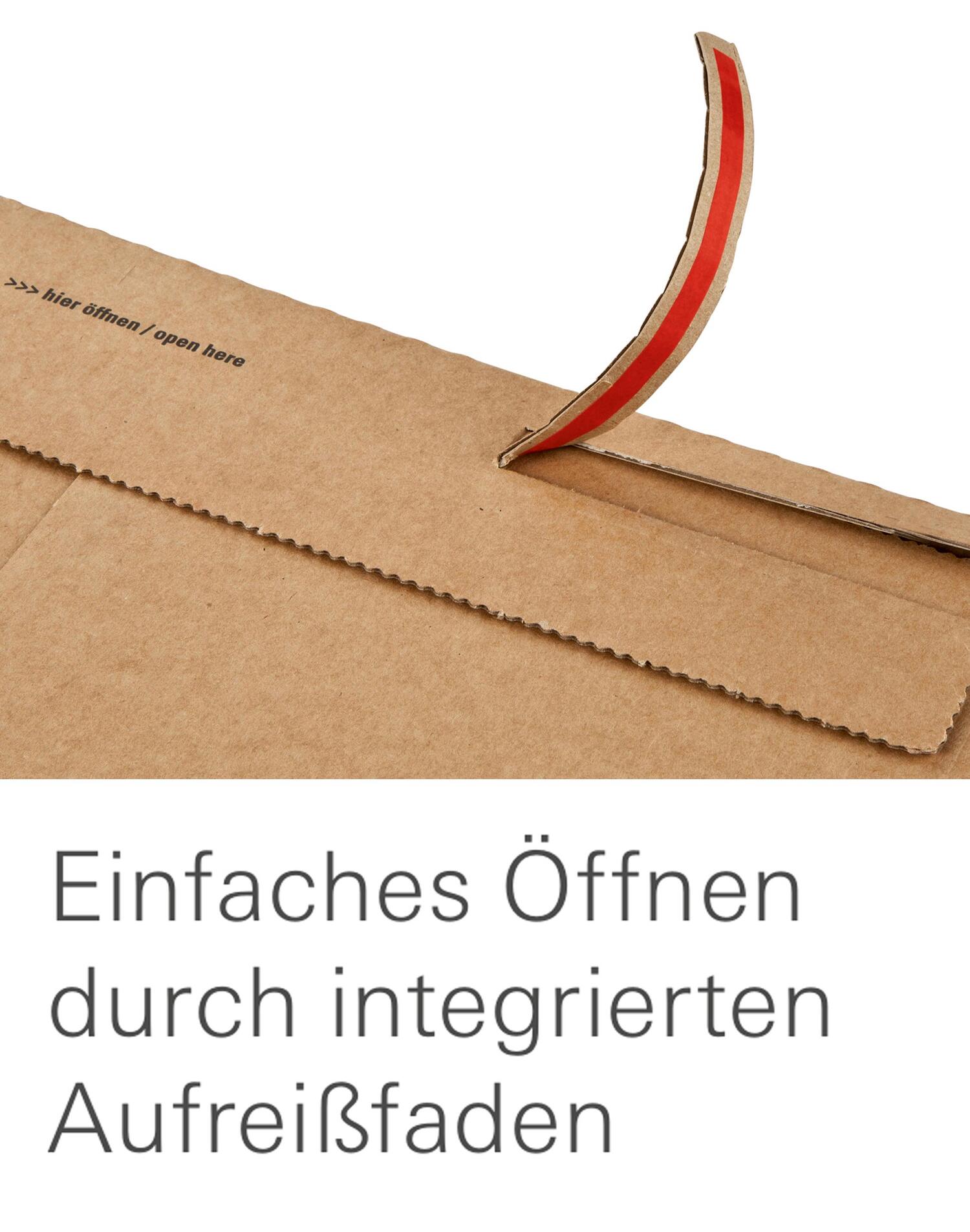 ColomPac Universalverpackung Wickelverpackung starke B-Welle 388 x 280 x -100mm mit Selbstklebeverschluss & Aufreifaden