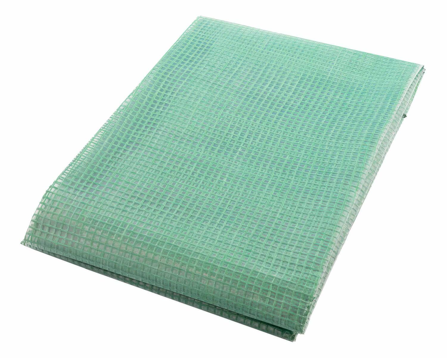 Gitterplane 2,00 x 7,00 m transparent mit grnem Gitter 250 g/m mit Nagelrand verstrkt gefaltet UV-stabil