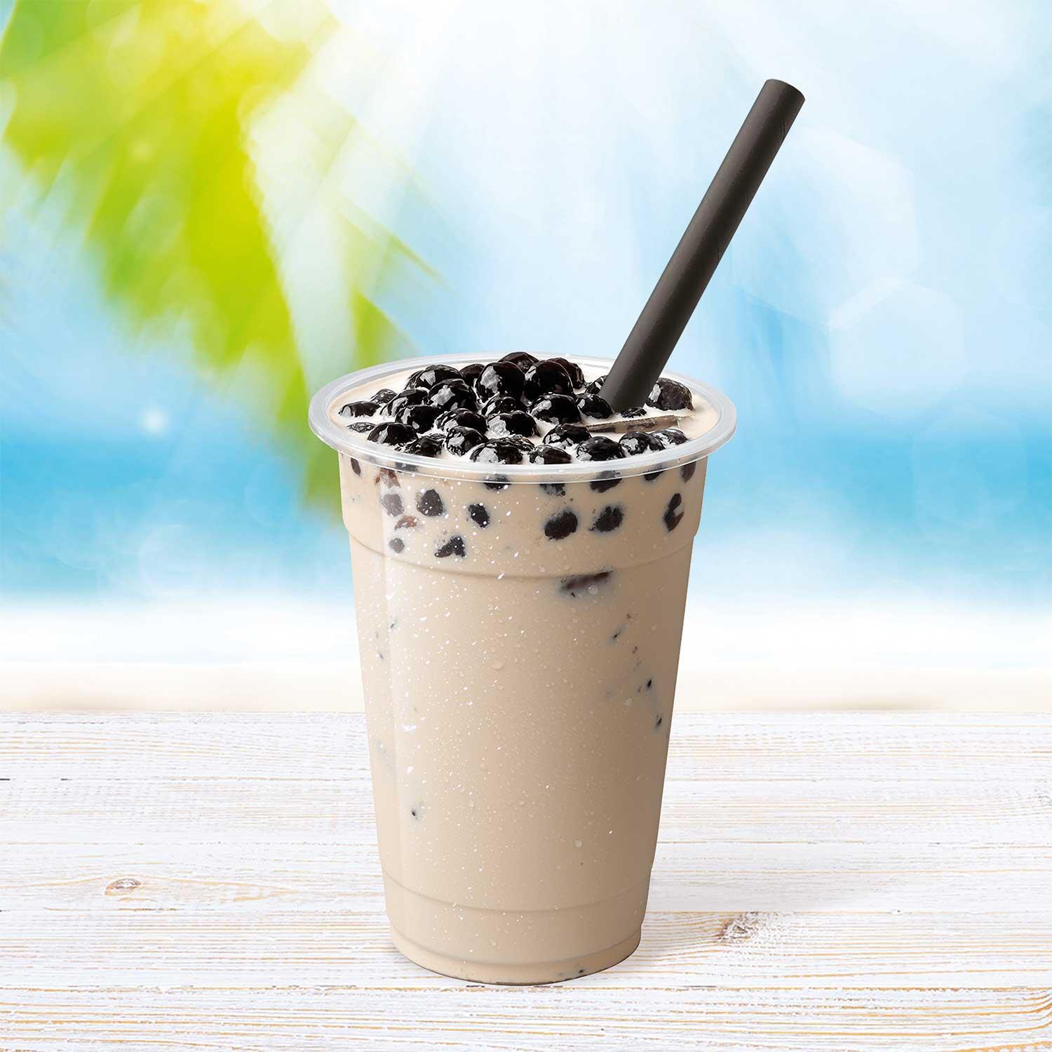 Papiertrinkhalme f�r BUBBLE TEA JUMBO schwarz, einzeln geh�llt 21cm �12 mm, 100 Stk.