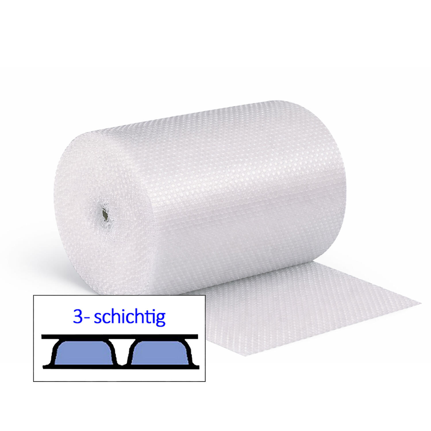 1-PACK BubbleStar Luftpolsterfolie 100cm x 100m, beidseitig glatt 3-lagig